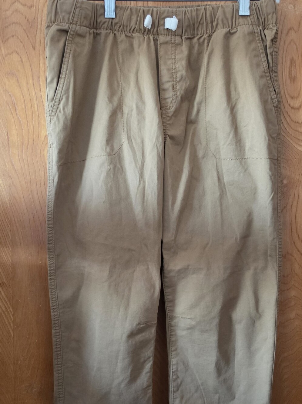 Cat & Jack Men's Khaki Elastic-Waist Chinos 2 Pair Khaki And Grey Color